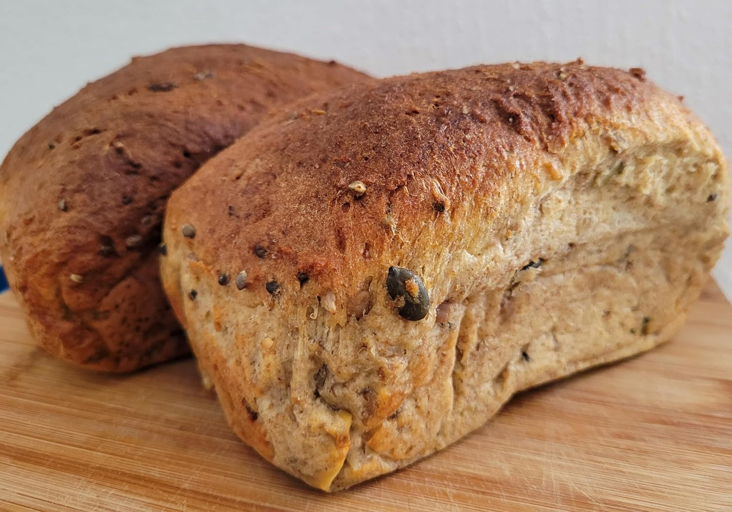 Mix for low carb with no added sugar 375g Bakery Bread Loaf, Coconut, Almond and wholewheat seeded with 0.8g Net Carbs Per Slice.